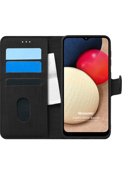 Samsung Galaxy A02S Kılıf Fabric Book Wallet Siyah