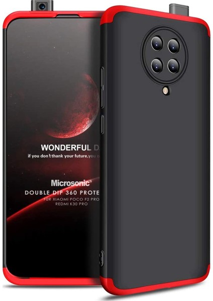 Xiaomi Poco F2 Pro Kılıf Double Dip 360 Protective Siyah Kırmızı