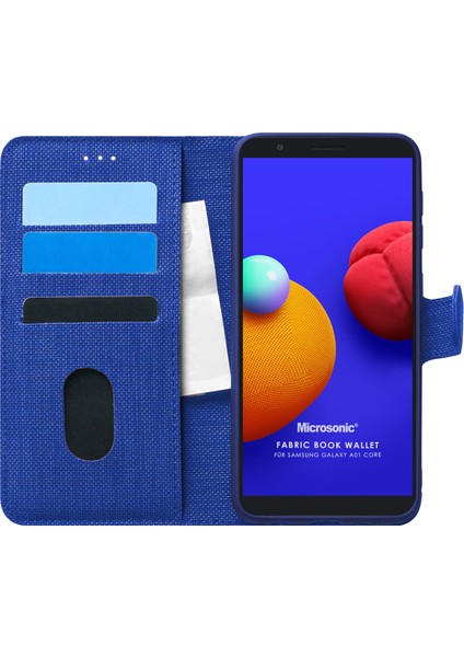 Samsung Galaxy A01 Core Kılıf Fabric Book Wallet Lacivert