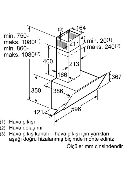 DWK65AD70R Antrasit Cam Eğimli 60CM Davlumbaz