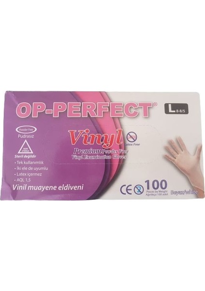 Pudrasız Vinil Eldiven (Large) 100'LÜ x 10 Paket-1 Koli