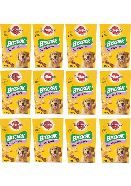 Biscrok Multi Mix Köpek Ödül Bisküvisi 500 gr 12 Adet