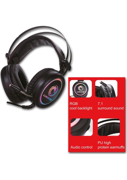 Combative Full RGB 7.1 USB Surround Oyuncu Mikrofonlu Kulaklık