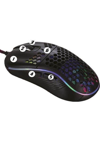 Sparrow 6400 Dpi Rgb Ledli Makrolu Oyuncu Mouse