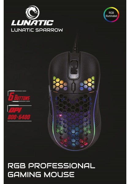 Sparrow 6400 Dpi Rgb Ledli Makrolu Oyuncu Mouse