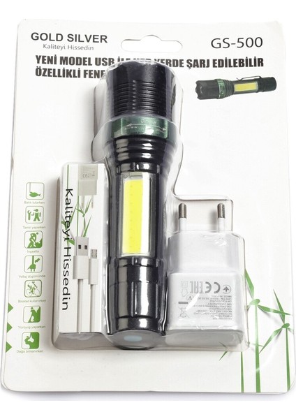 GS-500 USB ile Şarj Edilebilir T6 LED El Feneri