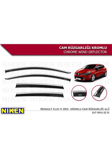 Renault Clio 4 2013 Sonrası Araca Özel Kromlu Cam Rüzgarlık fırsatları