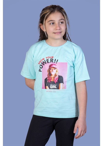 Kız Çocuk Power Baskılı Tişört