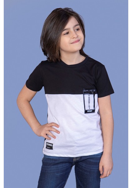 Erkek Çocuk Garnili Cep Aksesuarlı T-Shirt