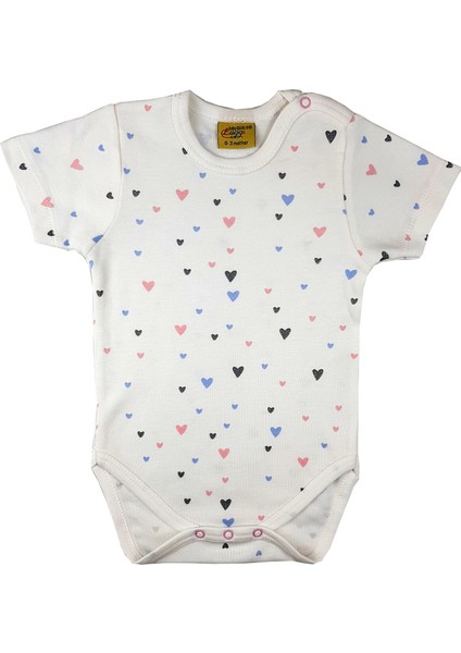 Kız Organik Love Ekru Kısa Kollu Body LGO-6436