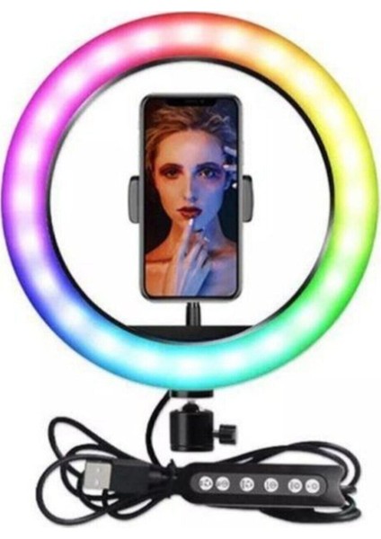 MJ26 10INÇ Rgb LED Selfie Işığı Tripot Makyaj Rıng Lıght