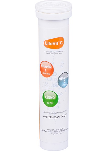 C C Vitamini D Vitamini ve Çinko Içeren Takviye Edici Gıda 20 Tablet