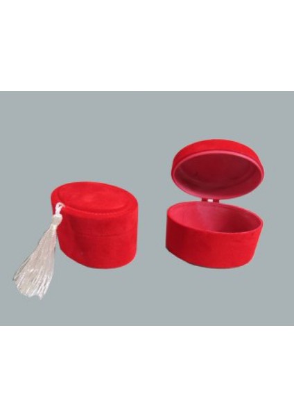 20 Adet Kutu Oval Flok Kaplama Kırmızı P1