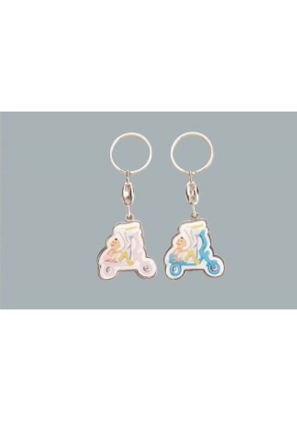 20 Adet Anahtarlık Bisikletli Bebek Pembe Pk1