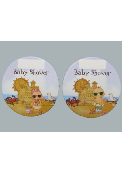 Sticker Bebek Tatilde Baby Shower Mavi Pak:50 Bebek Şekeri Malzemeleri