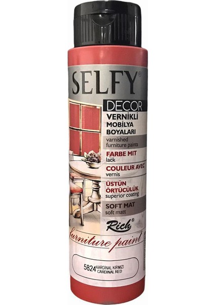 Selfy Decor Vernikli Boya 500 cc - Kardinal Kırmızı 5824