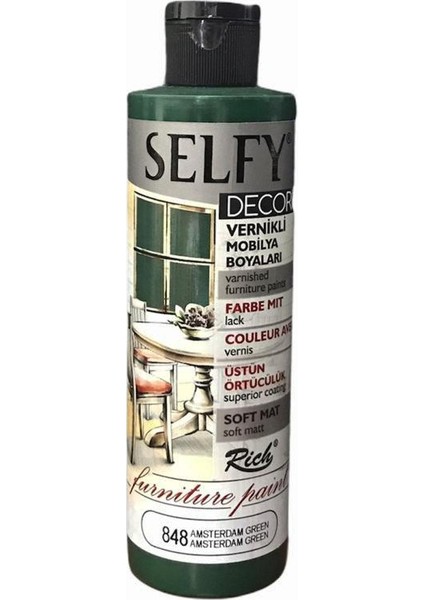 Selfy Decor Vernikli Boya 240 cc - Amsterdam Green 848