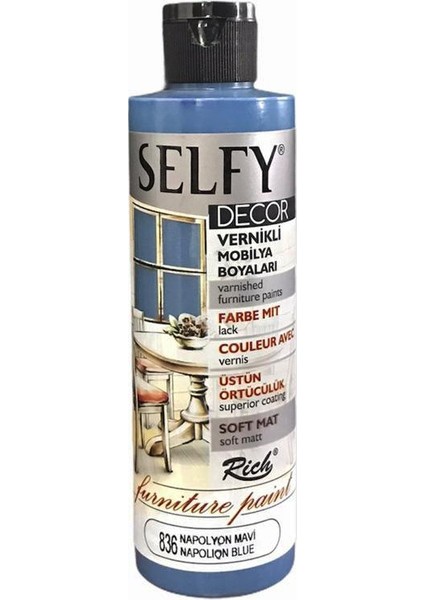 Selfy Decor Vernikli Boya 240 cc - Napolyon Mavi 836