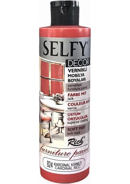 Selfy Decor Vernikli Boya 240 cc - Kardinal Kırmızı 824