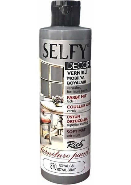 Selfy Decor Vernikli Boya 240 cc - Royal Gri 870