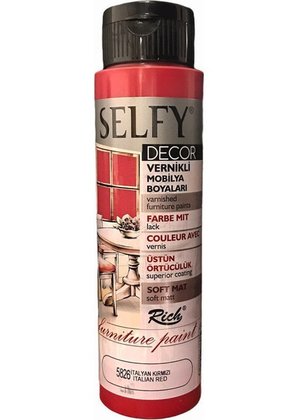Selfy Decor Vernikli Boya 500 cc - Italyan Kırmızı 5826