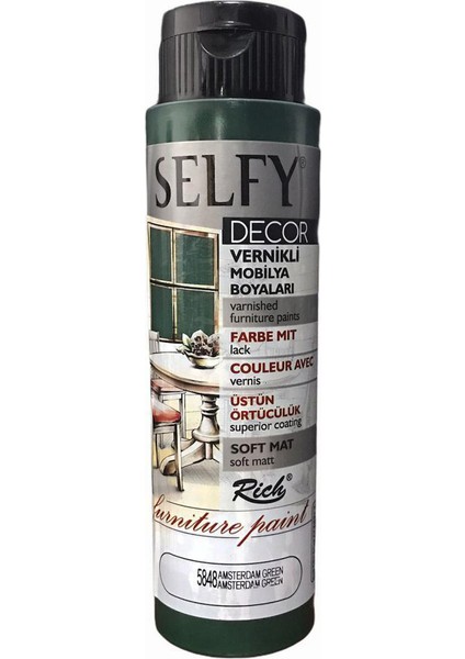 Selfy Decor Vernikli Boya 500 cc - Amsterdam Green 5848