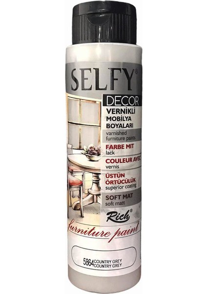 Selfy Decor Vernikli Boya 500 cc - Country Grey 5864