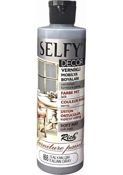Selfy Decor Vernikli Boya 240 cc - Italyan Gri 868