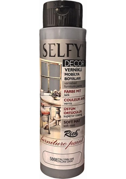 Selfy Decor Vernikli Boya 500 cc - Italyan Gri 5868