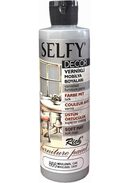 Selfy Decor Vernikli Boya 240 cc - Marjinal Gri 866