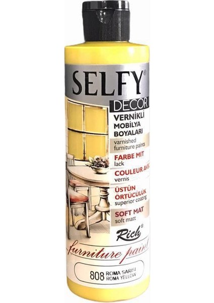 Selfy Decor Vernikli Boya 240 cc - Roma Sarısı 808