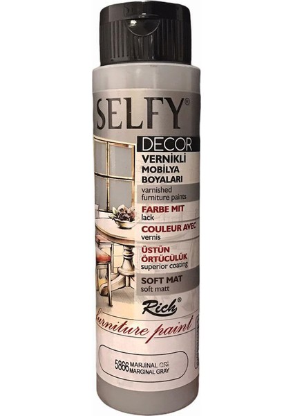 Selfy Decor Vernikli Boya 500 cc - Marjinal Gri 5866