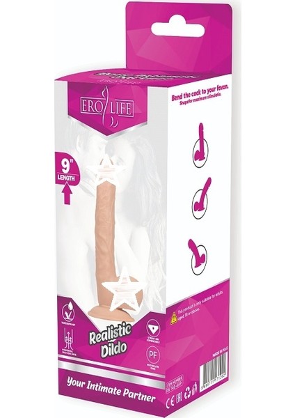 22 cm Uzunluk Ten Dokusu Gerçekçi Yumuşak Realistik Vantuzlu Dildo Penis