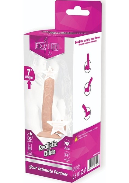 18 cm Testisli Ten Dokusunda Gerçekçi Yumuşak Realistik Vantuzlu Dildo Penis