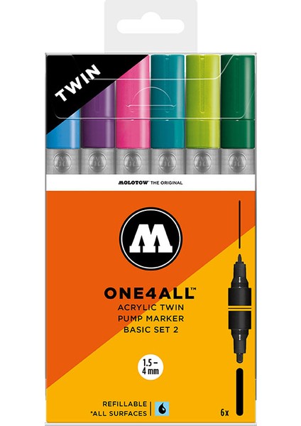 ONE4ALL Çift Taraflı Akrilik Kalem Seti - Set 2