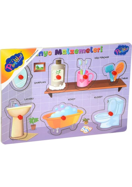 Ahşap Tutmalı Banyo Malzemeleri Puzzle