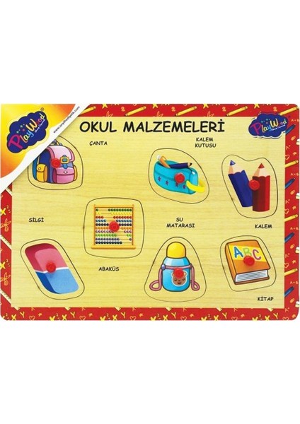 Ahşap Tutmalı Okul Malzemeleri Puzzle fiyatları