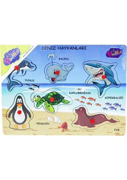 Ahşap Tutmalı Deniz Canlıları Puzzle