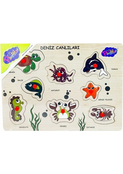 Ahşap Tutmalı Deniz Canlıları Puzzle