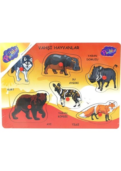 Ahşap Tutmalı Vahşi Hayvanlar Puzzle