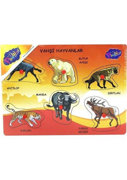 Ahşap Tutmalı Vahşi Hayvanlar Puzzle