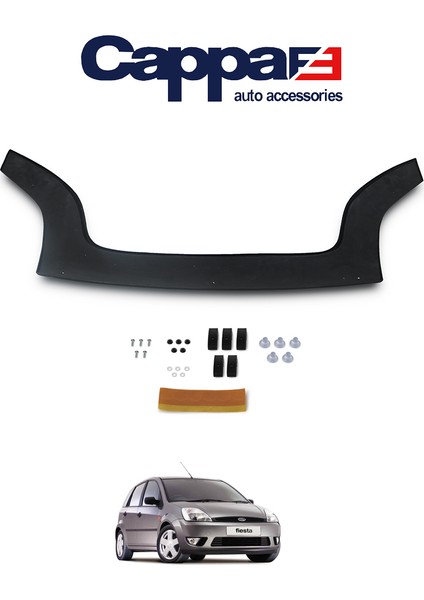 Ford Fiesta Ön Kaput Koruyucu Rüzgarlık Deflektör Akrilik Abs 4mm Parlak Siyah 2002-2008