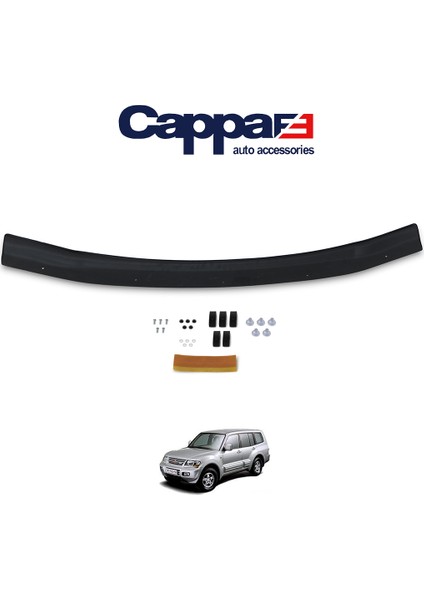 Mitsubishi Pajero Ön Kaput Koruyucu Rüzgarlık Deflektör Akrilik Abs 4mm Parlak Siyah 1999-2006