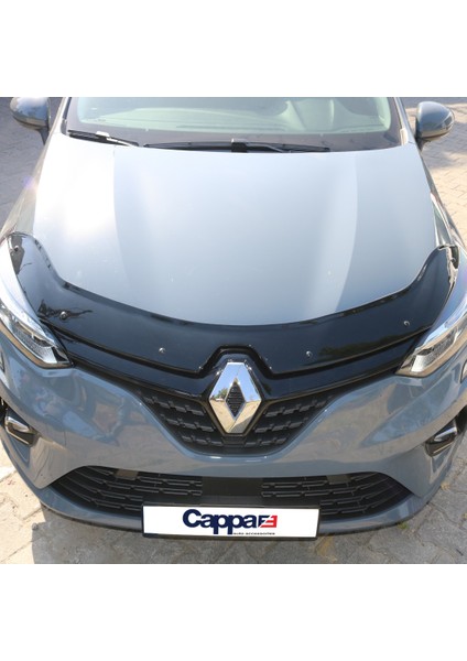 Renault Clio 5 Ön Kaput Koruyucu Rüzgarlık Deflektör Akrilik Abs 4mm Parlak Siyah 2020-> modelleri