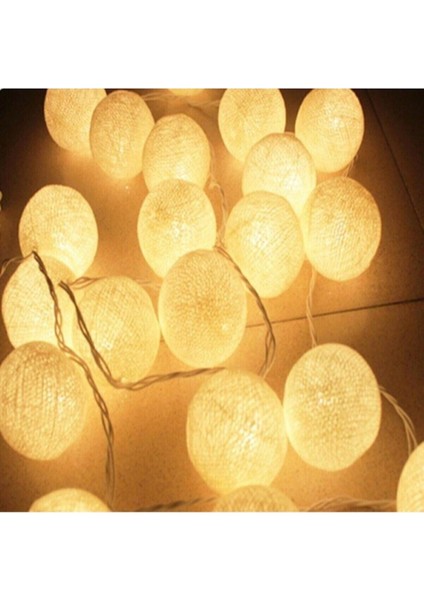 Işıklı Top Şeklinde Dolama Beyaz LED Süsleme 10LU LED Pilli