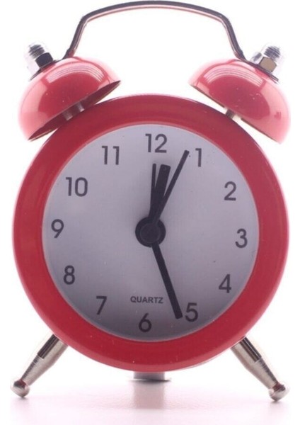Kırmızı Mini Metal Masa Üstü Çalar Saat 8 cm