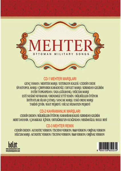 Mehter-Ottoman Military Songs 3Cd