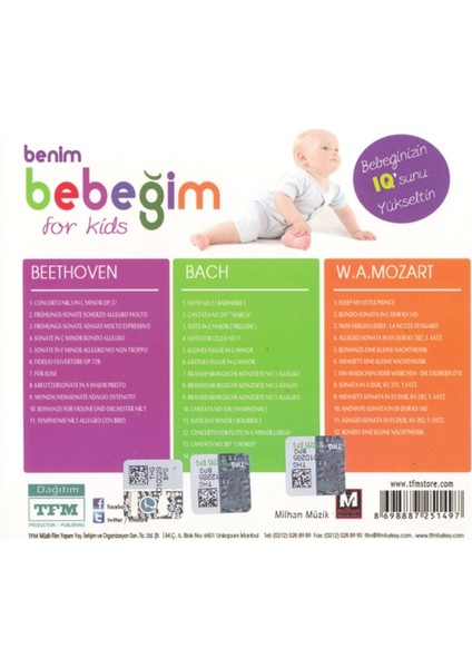 Benim Bebeğim-For Kids - Beethoven - Mozart - Bach 3Cd
