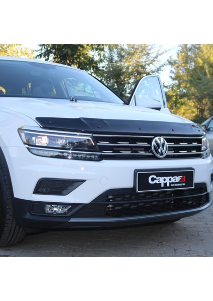 Volkswagen Tiguan Ön Kaput Koruyucu Rüzgarlık Deflektör Akrilik Abs 4mm Parlak Siyah 2016->