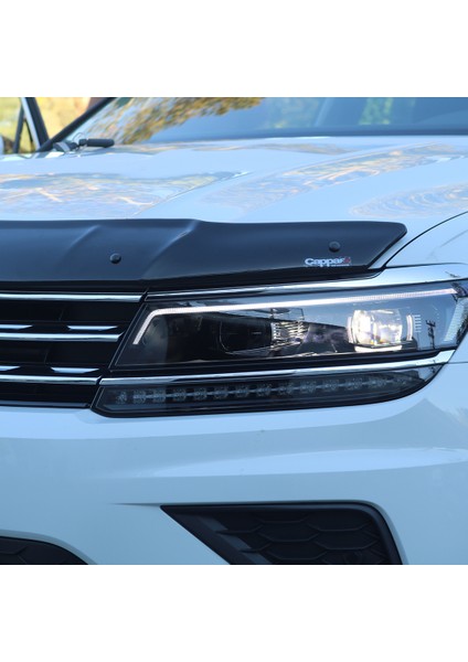 Volkswagen Tiguan Ön Kaput Koruyucu Rüzgarlık Deflektör Akrilik Abs 4mm Parlak Siyah 2016->